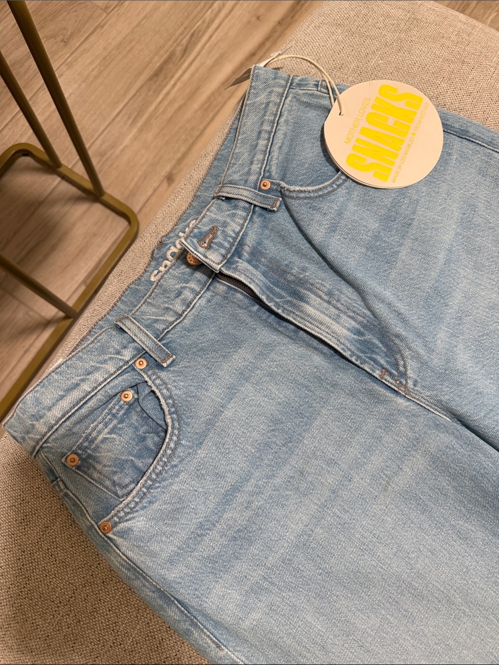 SNACKS from Mother Light Blue Distressed Women's Jeans, wide leg NWT - Picture 2 of 5